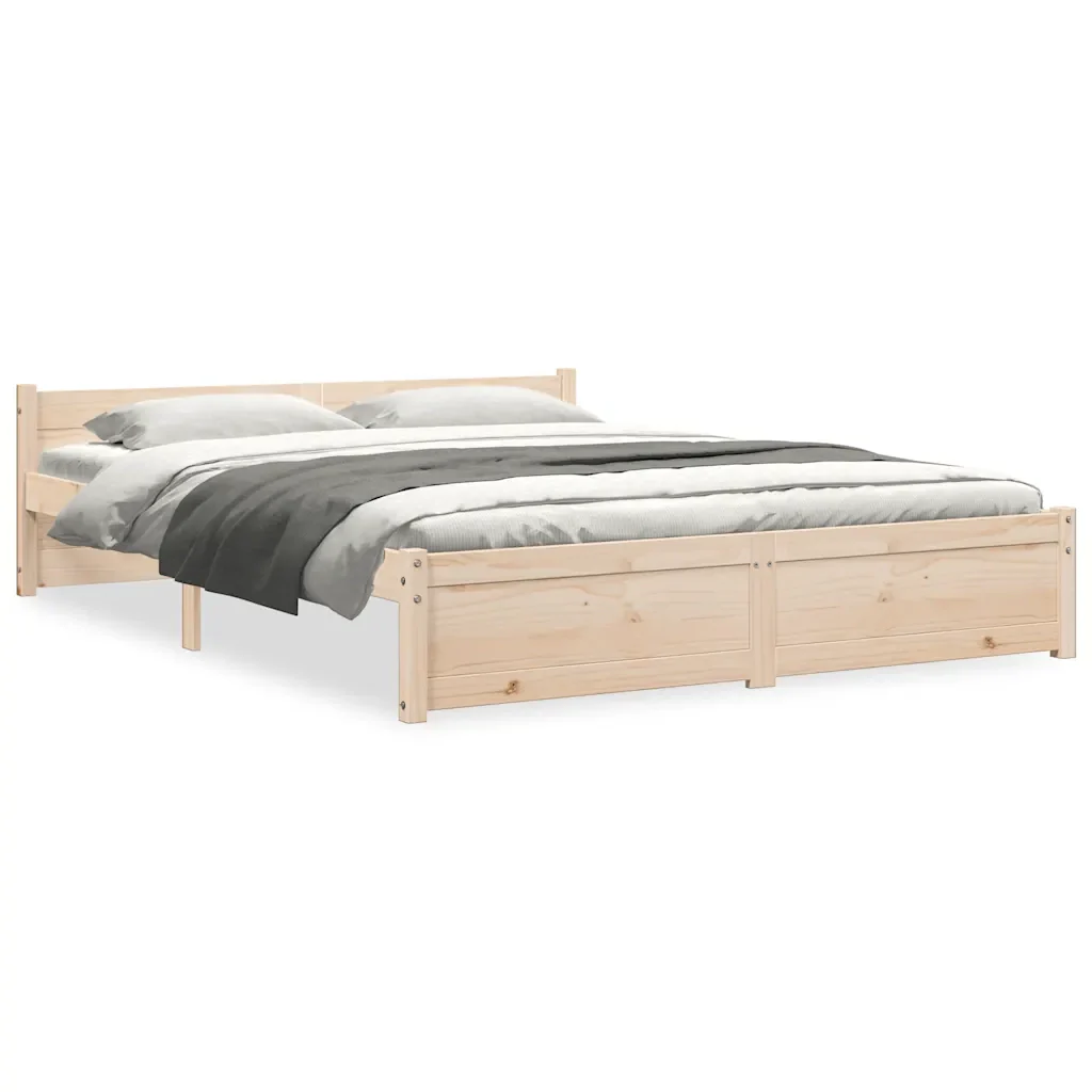 Letto matrimoniale | Letto per adulti | Giroletto in Legno Massello 140x190 cm