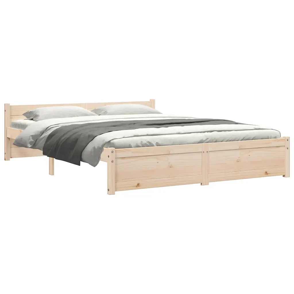 Letto matrimoniale | Letto per adulti | Giroletto in Legno Massello 140x190 cm - Image 7