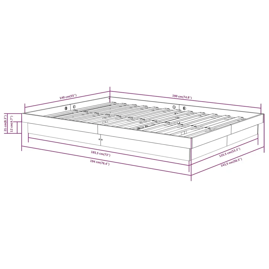 Letto matrimoniale | Letto per adulti | Giroletto in Legno Massello 140x190 cm - Image 10
