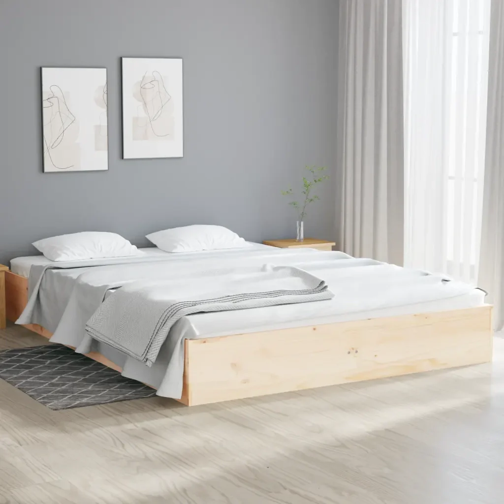 Letto matrimoniale | Letto per adulti | Giroletto in Legno Massello 140x190 cm - Image 2