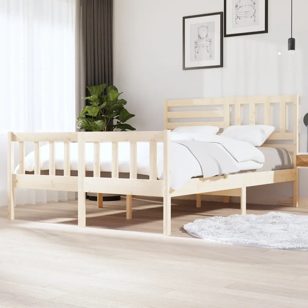 Letto matrimoniale | Letto per adulti | Giroletto in Legno Massello 140x200 cm - Image 2