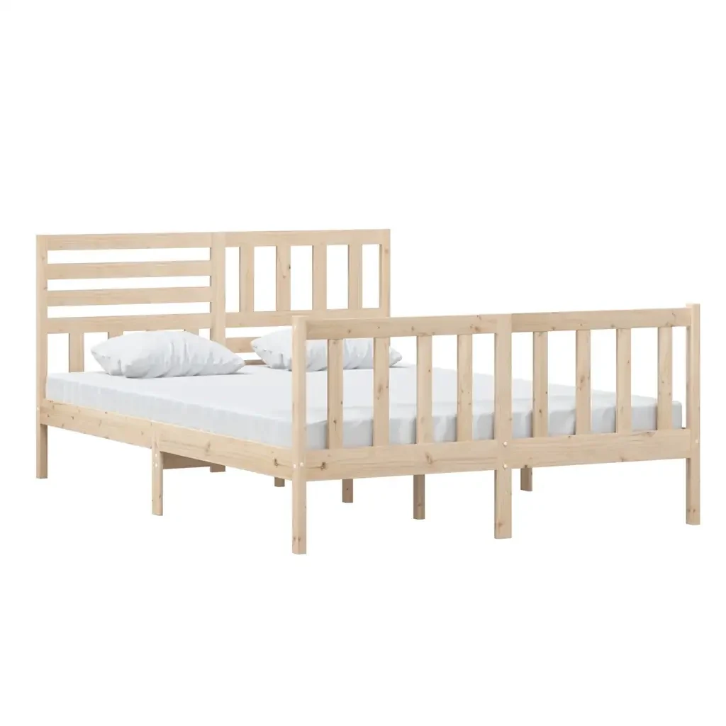 Letto matrimoniale | Letto per adulti | Giroletto in Legno Massello 140x200 cm - Image 4
