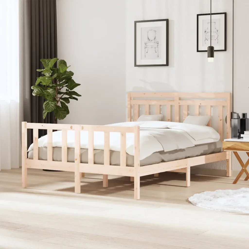 Letto matrimoniale | Letto per adulti | Giroletto in Legno Massello 140x200 cm - Image 2