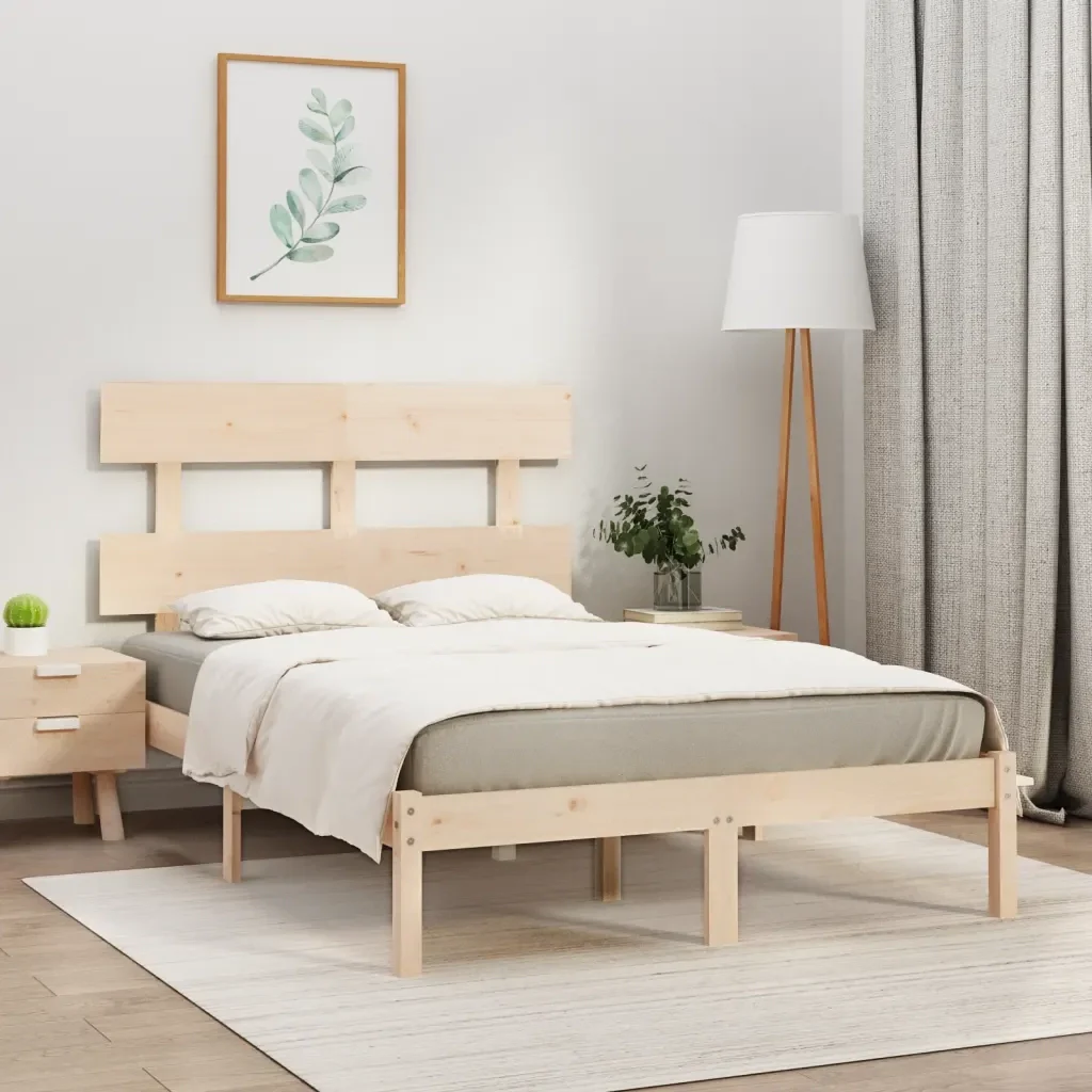 Letto matrimoniale | Letto per adulti | Giroletto in Legno Massello 140x200 cm - Image 2