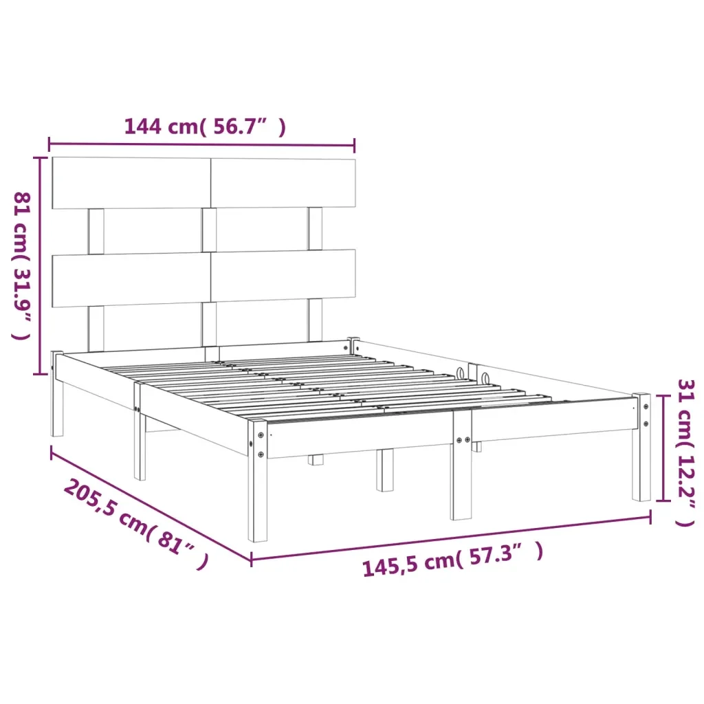 Letto matrimoniale | Letto per adulti | Giroletto in Legno Massello 140x200 cm - Image 6