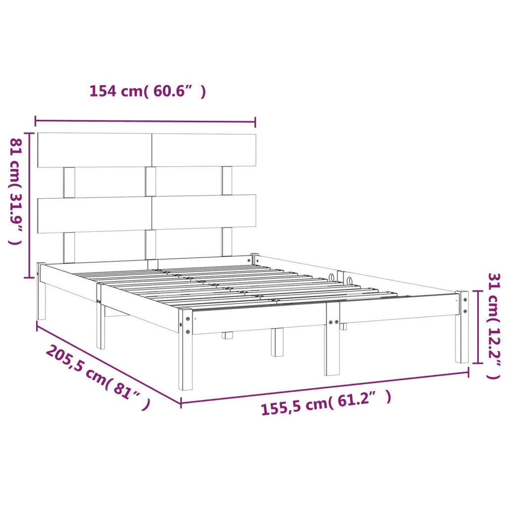 Letto matrimoniale | Letto per adulti | Giroletto in Legno Massello 150x200 cm King Size - Image 6