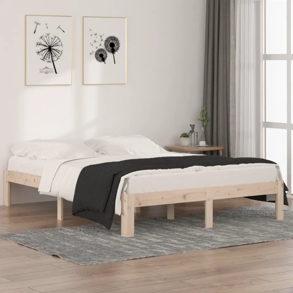 Letto matrimoniale | Letto per adulti | Giroletto in Legno Massello 150x200 cm King Size - Image 2