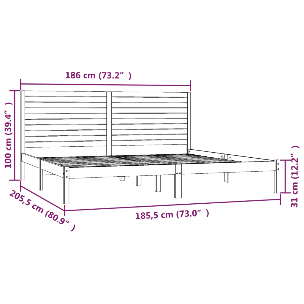 Letto matrimoniale | Letto per adulti | Giroletto in Legno Massello 180x200 cm Super King - Image 6