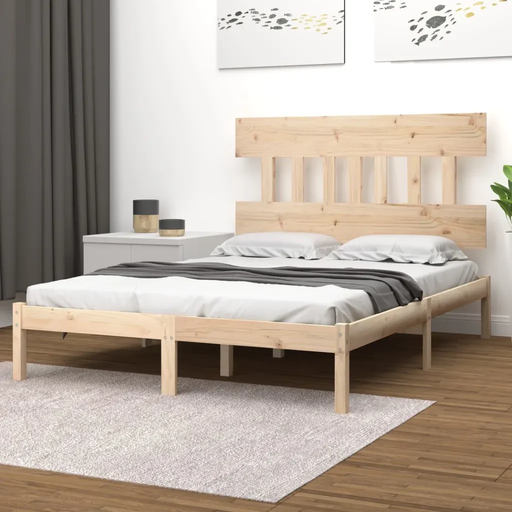 Letto matrimoniale | Letto per adulti | Giroletto in Legno Massello 200x200 cm - Image 2