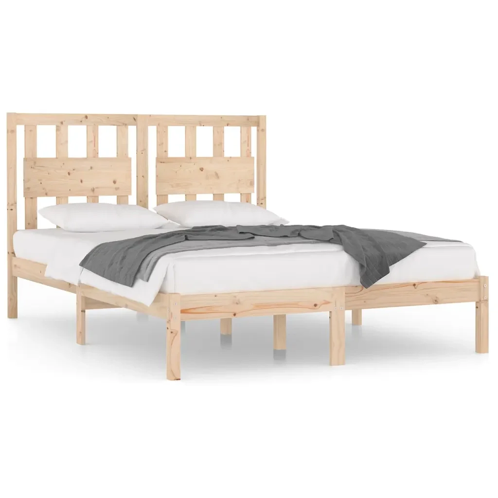 Letto matrimoniale | Letto per adulti | Giroletto in Legno Massello di Pino 120x200 cm