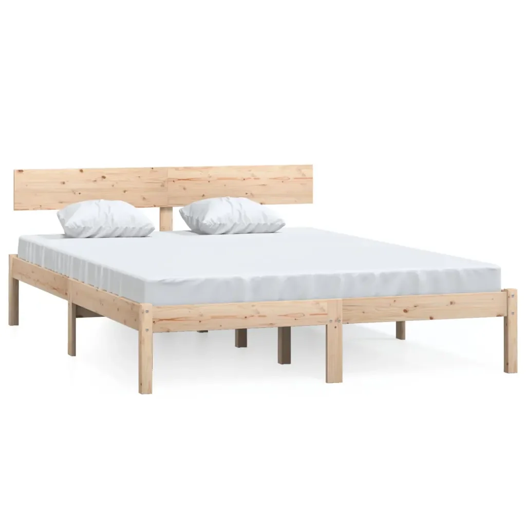 Letto matrimoniale | Letto per adulti | Giroletto in Legno Massello di Pino 140x190 cm