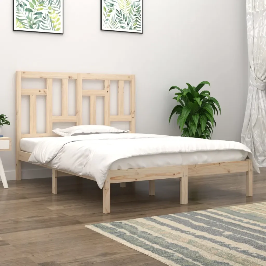 Letto matrimoniale | Letto per adulti | Giroletto in Legno Massello di Pino 140x190 cm - Image 2