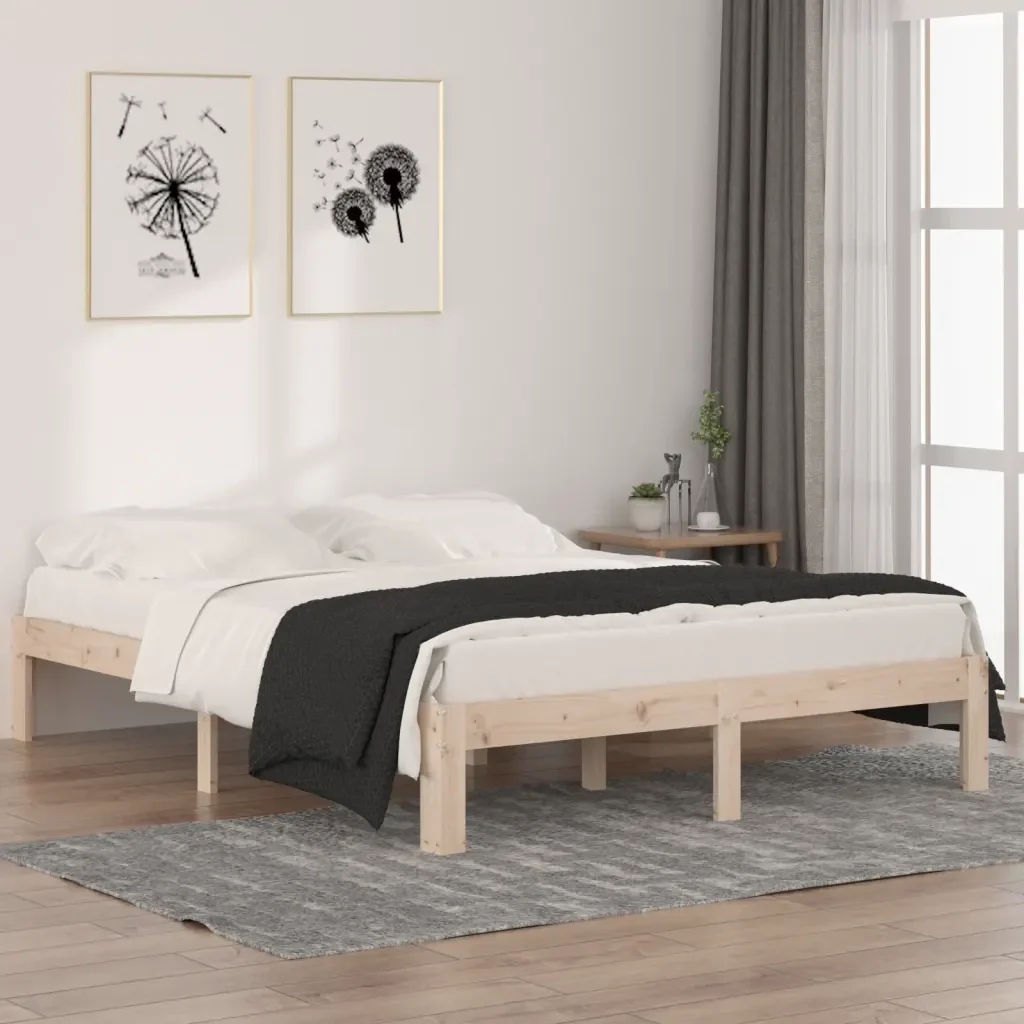 Letto matrimoniale | Letto per adulti | Giroletto in Legno Massello di Pino 140x190 cm - Image 2