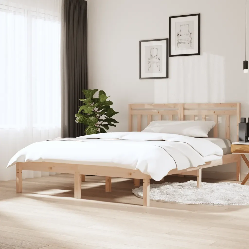 Letto matrimoniale | Letto per adulti | Giroletto in Legno Massello di Pino 140x190 cm - Image 2