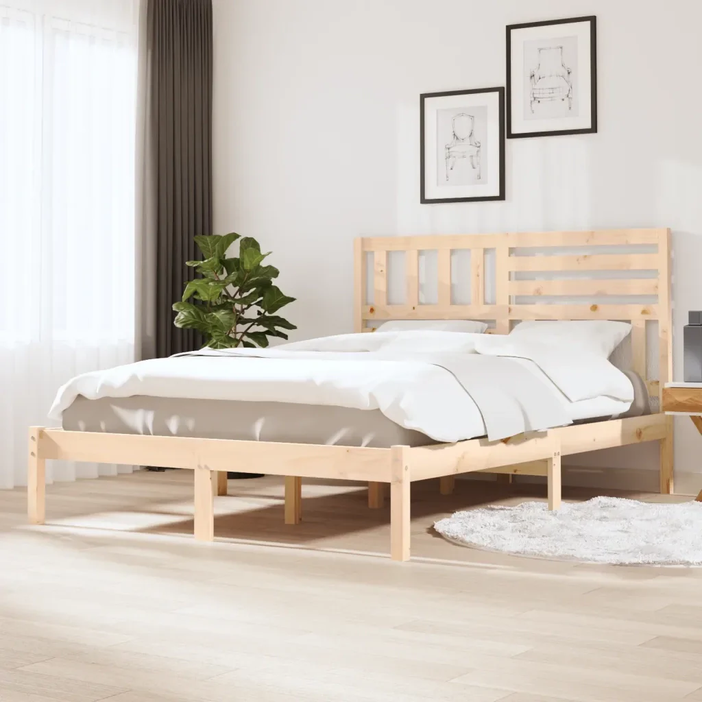 Letto matrimoniale | Letto per adulti | Giroletto in Legno Massello di Pino 140x190 cm - Image 2
