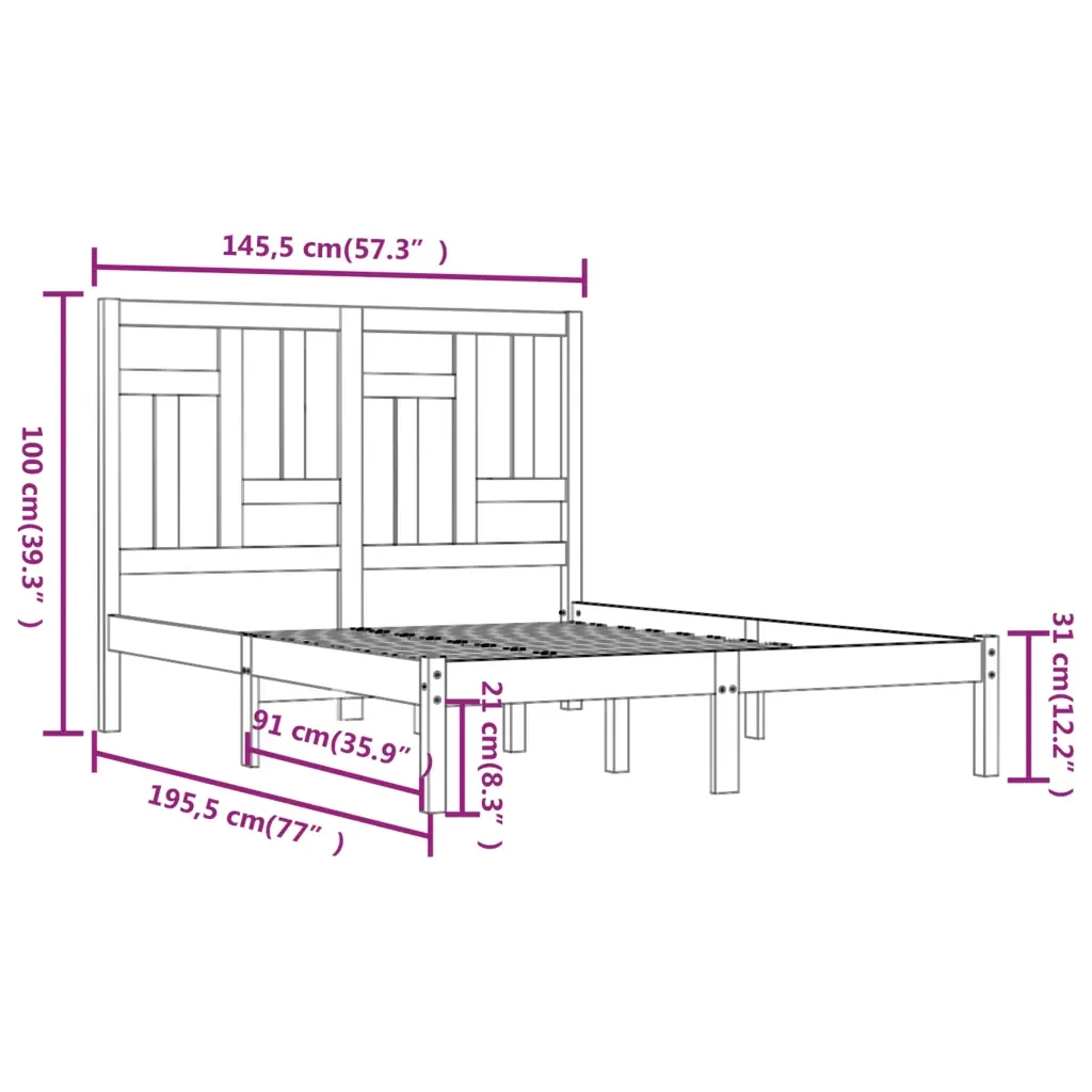 Letto matrimoniale | Letto per adulti | Giroletto in Legno Massello di Pino 140x190 cm - Image 6