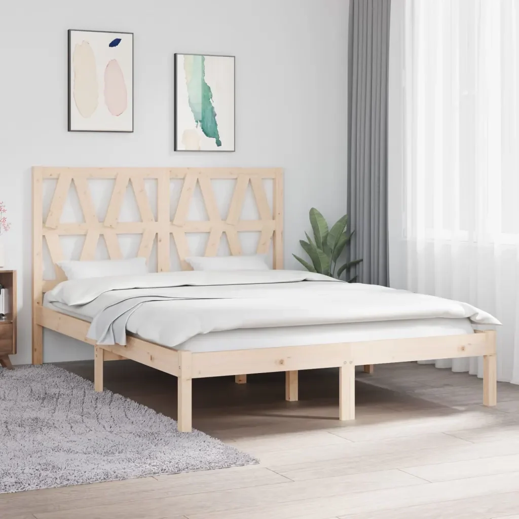 Letto matrimoniale | Letto per adulti | Giroletto in Legno Massello di Pino 140x190 cm - Image 2