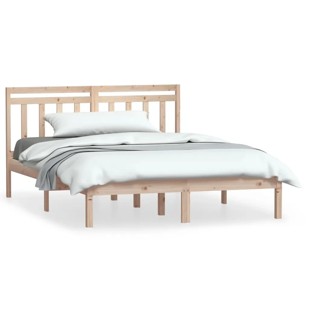 Letto matrimoniale | Letto per adulti | Giroletto in Legno Massello di Pino 140x200 cm