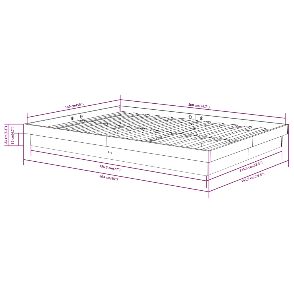 Letto matrimoniale | Letto per adulti | Giroletto in Legno Massello di Pino 140x200 cm - Image 10