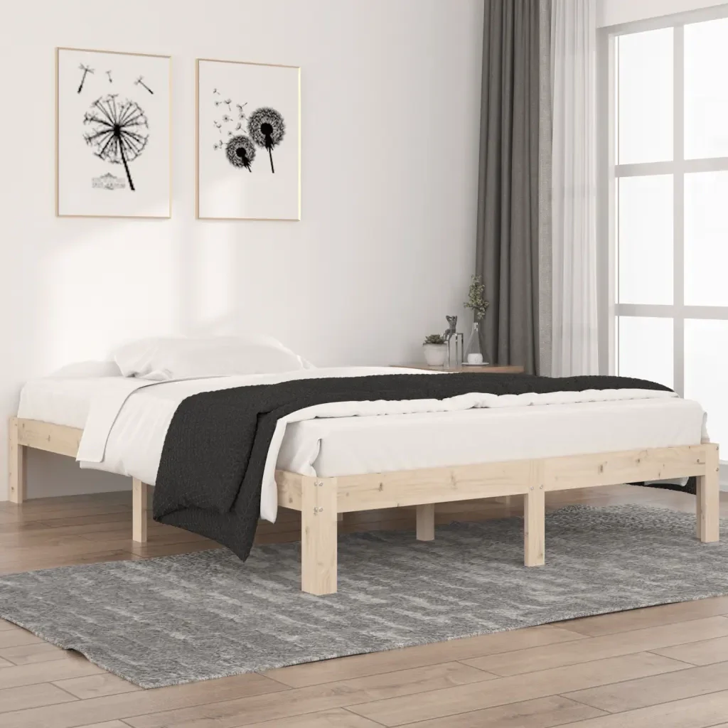 Letto matrimoniale | Letto per adulti | Giroletto in Legno Massello di Pino 140x200 cm - Image 2