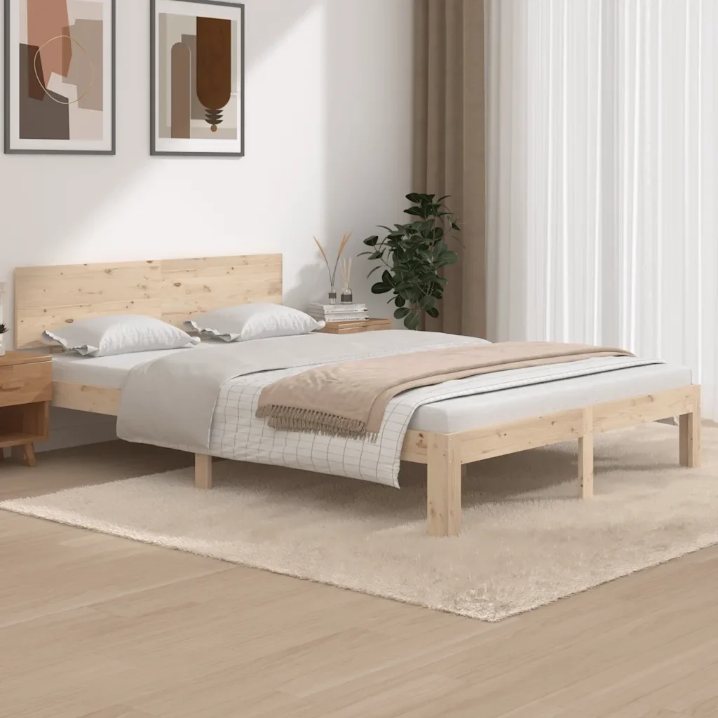 Letto matrimoniale | Letto per adulti | Giroletto in Legno Massello di Pino 140x200 cm - Image 2