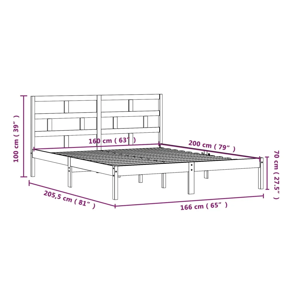 Letto matrimoniale | Letto per adulti | Giroletto in Legno Massello di Pino 160x200 cm - Image 10