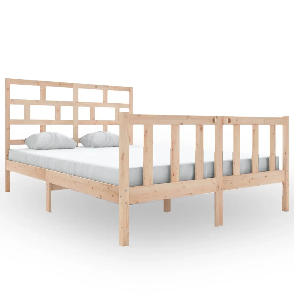 Letto matrimoniale | Letto per adulti | Giroletto in Legno Massello di Pino 160x200 cm