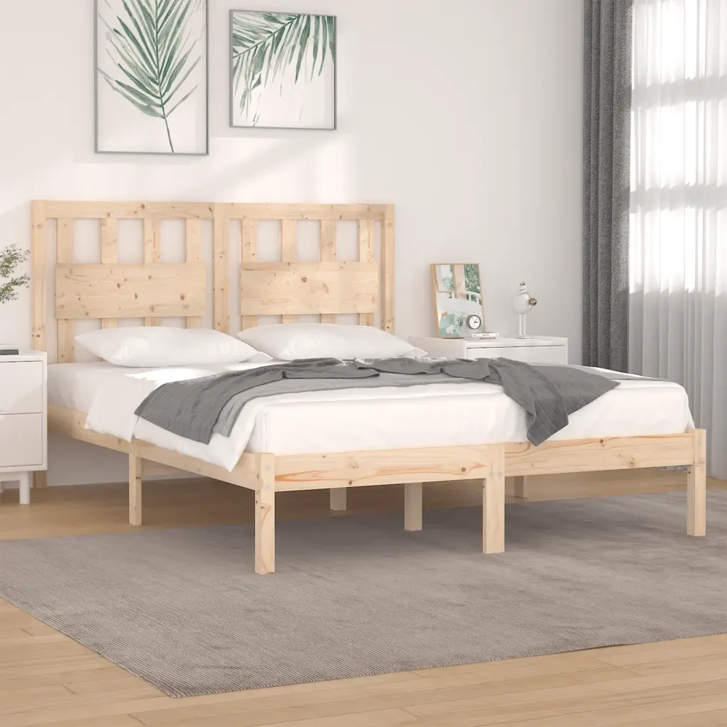 Letto matrimoniale | Letto per adulti | Giroletto in Legno Massello di Pino 160x200 cm - Image 2