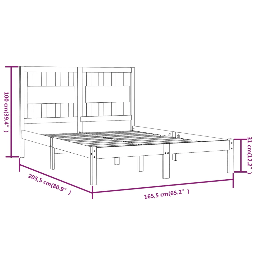 Letto matrimoniale | Letto per adulti | Giroletto in Legno Massello di Pino 160x200 cm - Image 6