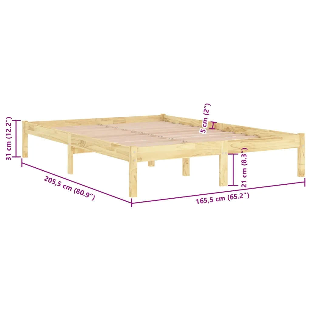 Letto matrimoniale | Letto per adulti | Giroletto in Legno Massello di Pino 160x200 cm - Image 8