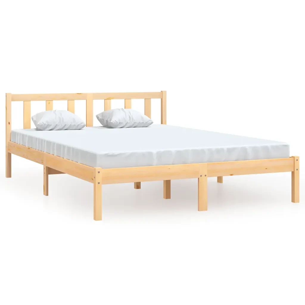 Letto matrimoniale | Letto per adulti | Giroletto in Legno Massello di Pino 160x200 cm
