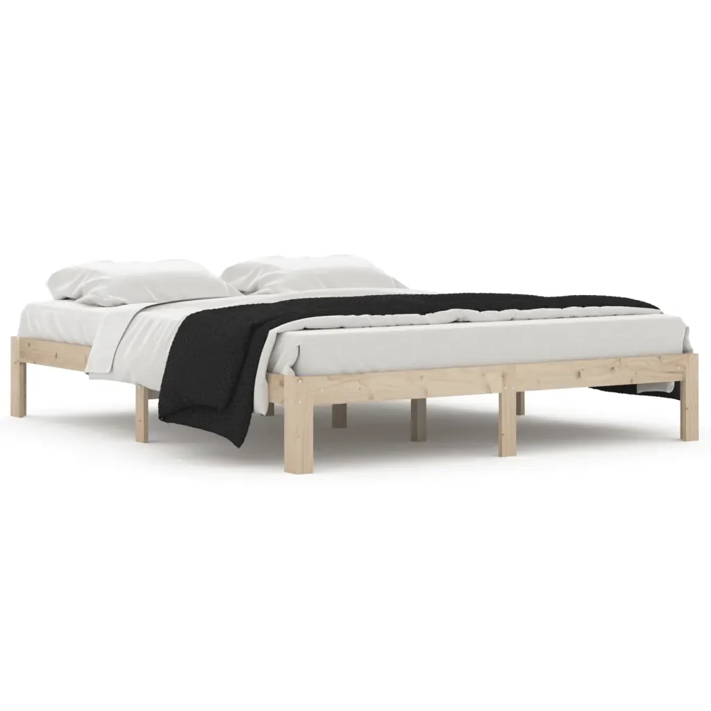 Letto matrimoniale | Letto per adulti | Giroletto in Legno Massello di Pino 160x200 cm