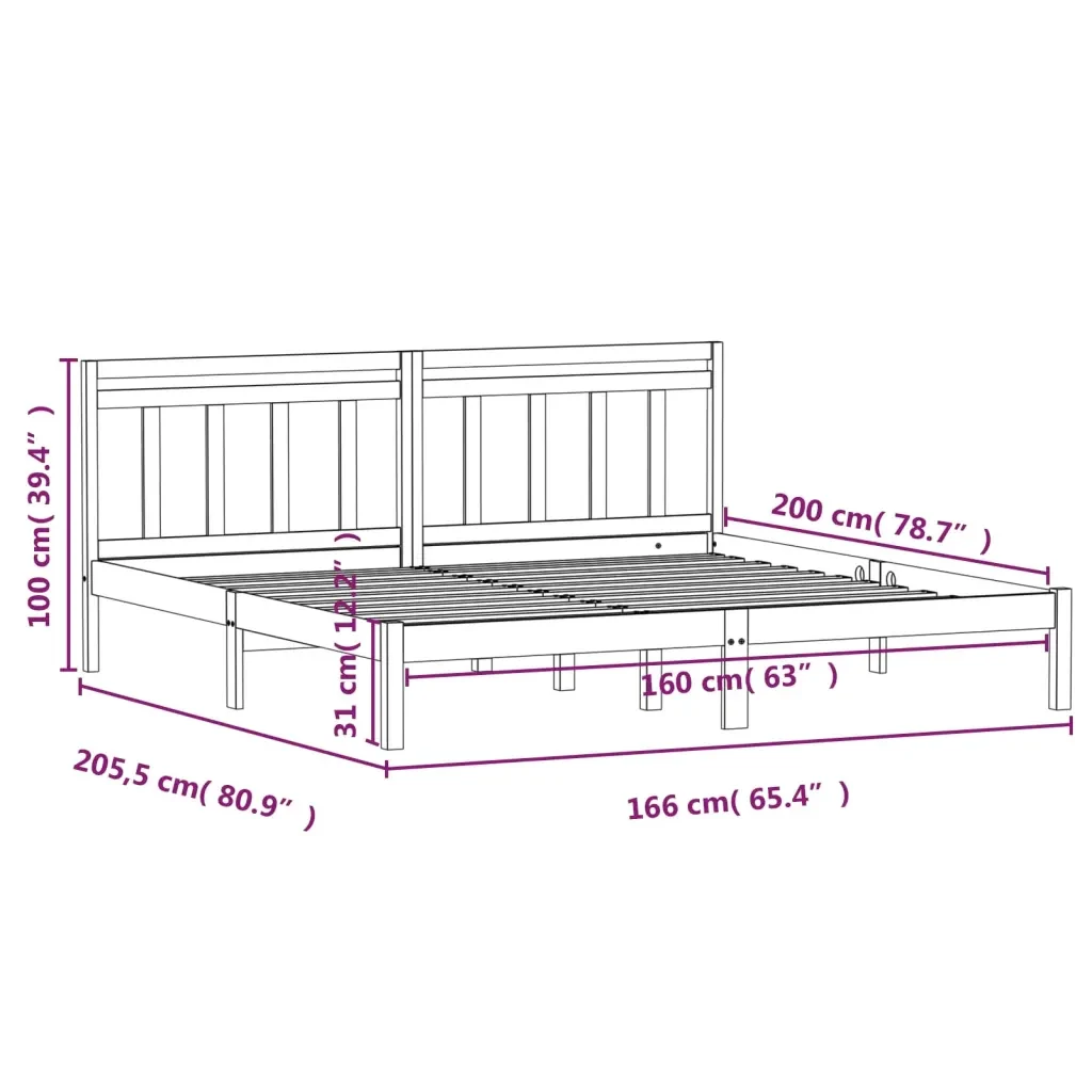 Letto matrimoniale | Letto per adulti | Giroletto in Legno Massello di Pino 160x200 cm - Image 9