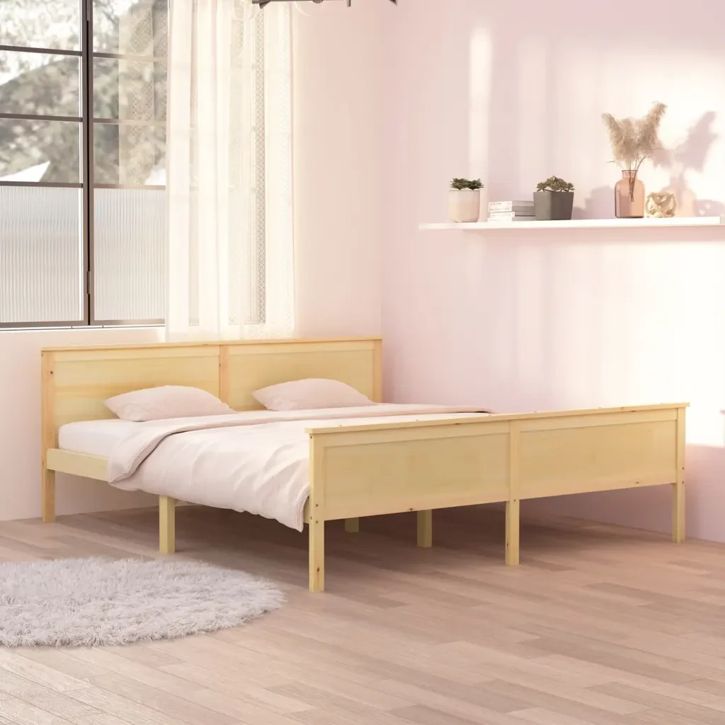 Letto matrimoniale | Letto per adulti | Giroletto in Legno Massello di Pino 180x200 cm - Image 2