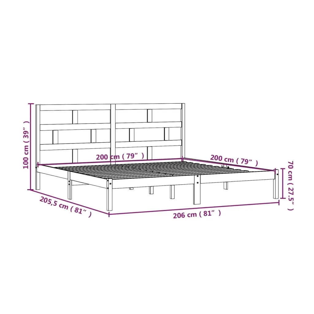 Letto matrimoniale | Letto per adulti | Giroletto in Legno Massello di Pino 200x200 cm - Image 10