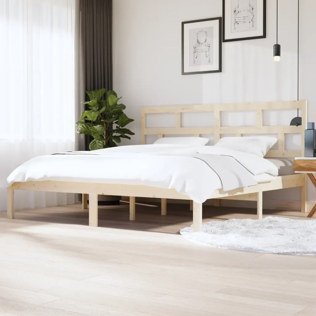 Letto matrimoniale | Letto per adulti | Giroletto in Legno Massello di Pino 200x200 cm - Image 2