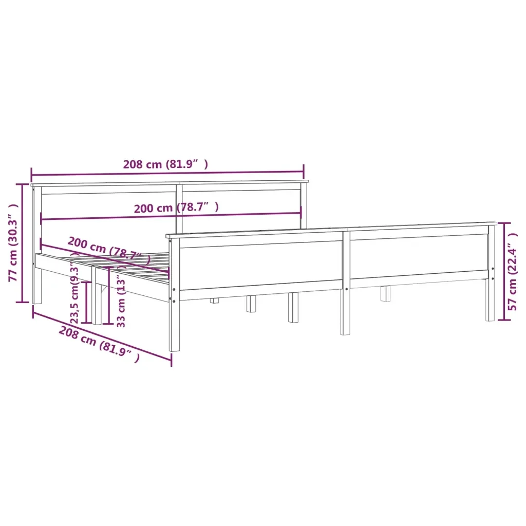 Letto matrimoniale | Letto per adulti | Giroletto in Legno Massello di Pino 200x200 cm - Image 7