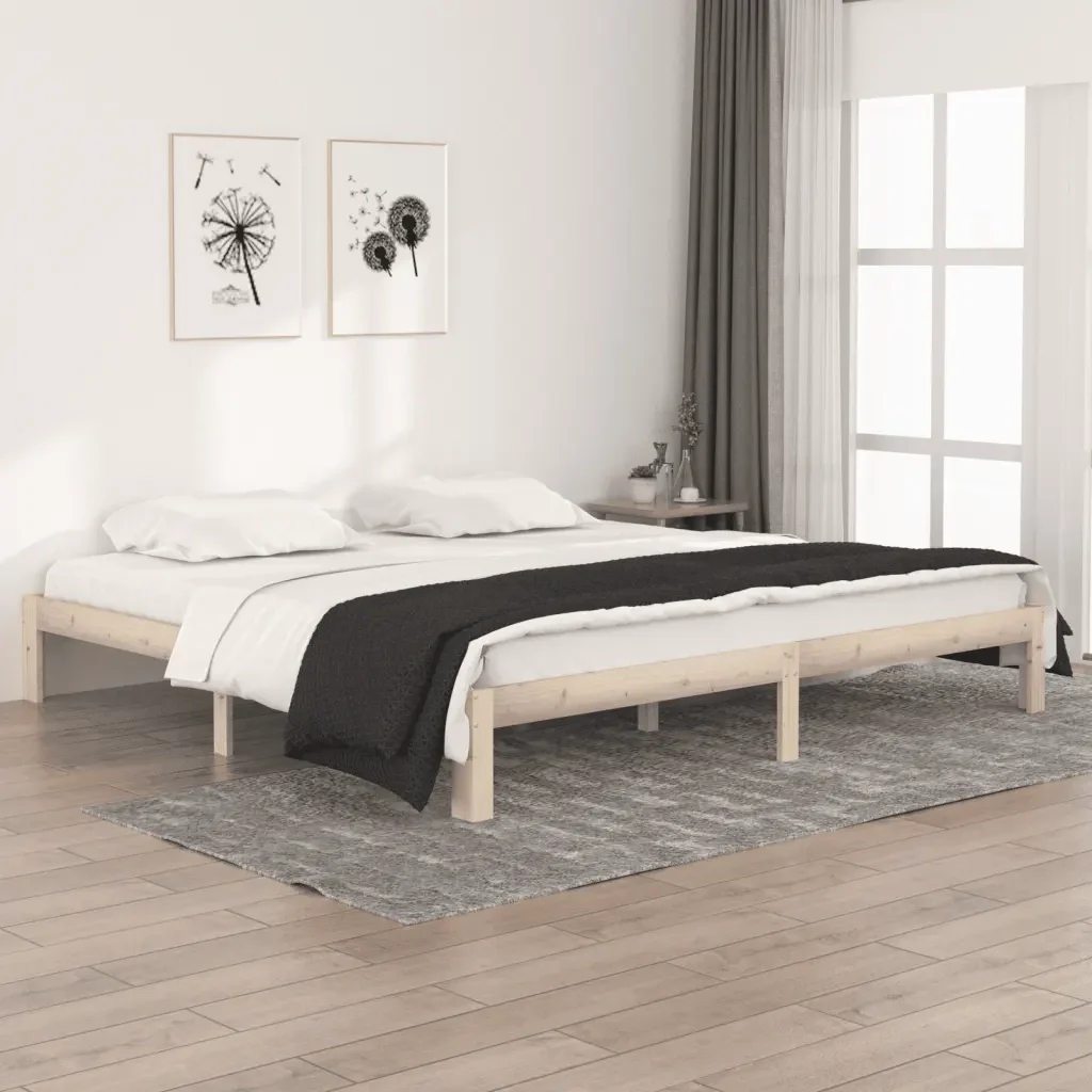 Letto matrimoniale | Letto per adulti | Giroletto in Legno Massello di Pino 200x200 cm - Image 2
