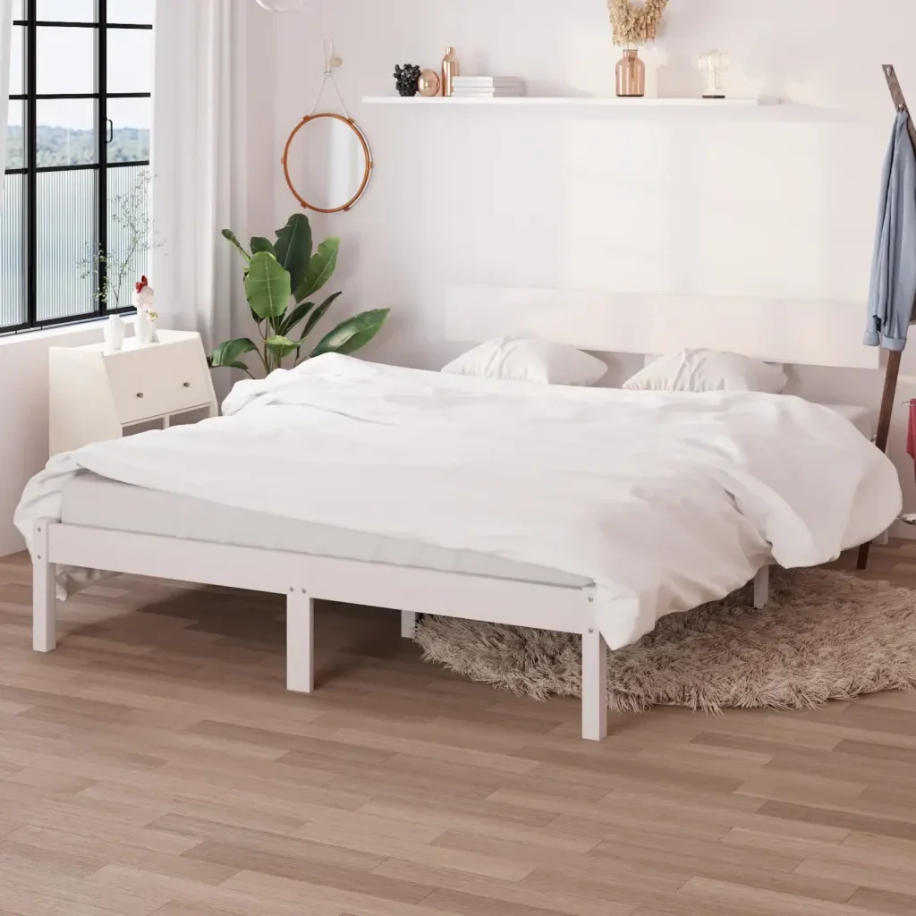 Letto matrimoniale | Letto per adulti | Giroletto in Legno Massello di Pino Bianco 120x200 cm - Image 2