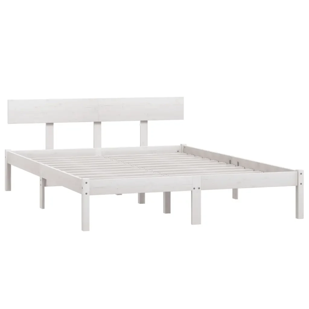 Letto matrimoniale | Letto per adulti | Giroletto in Legno Massello di Pino Bianco 160x200 cm - Image 4