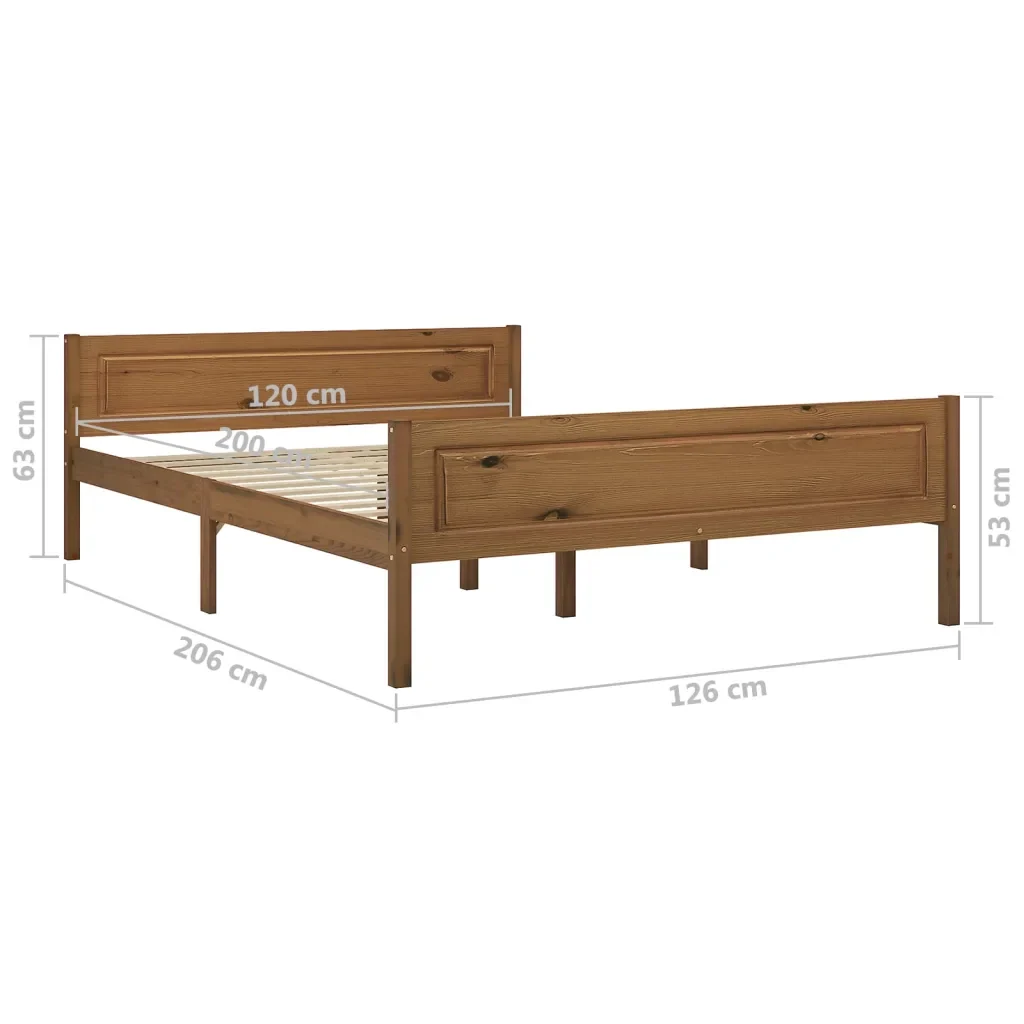 Letto matrimoniale | Letto per adulti | Giroletto in Legno Massello di Pino Marrone Ambrato 120x200 cm - Image 6