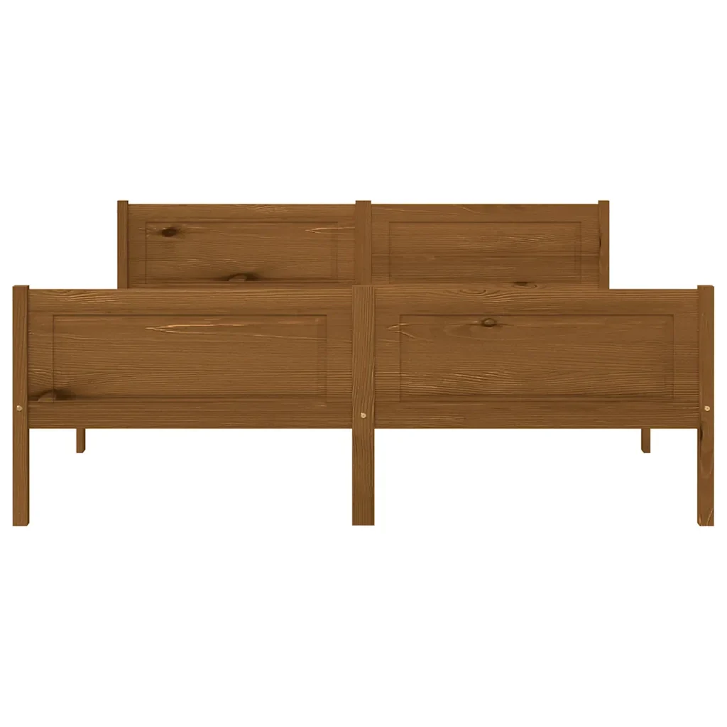 Letto matrimoniale | Letto per adulti | Giroletto in Legno Massello di Pino Marrone Ambrato 160x200 cm - Image 3