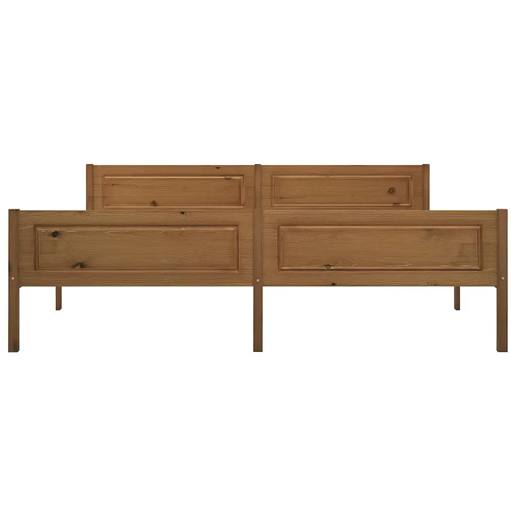 Letto matrimoniale | Letto per adulti | Giroletto in Legno Massello di Pino Marrone Ambrato 180x200 cm - Image 3