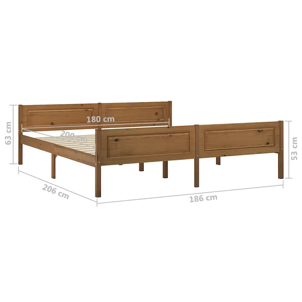 Letto matrimoniale | Letto per adulti | Giroletto in Legno Massello di Pino Marrone Ambrato 180x200 cm - Image 6