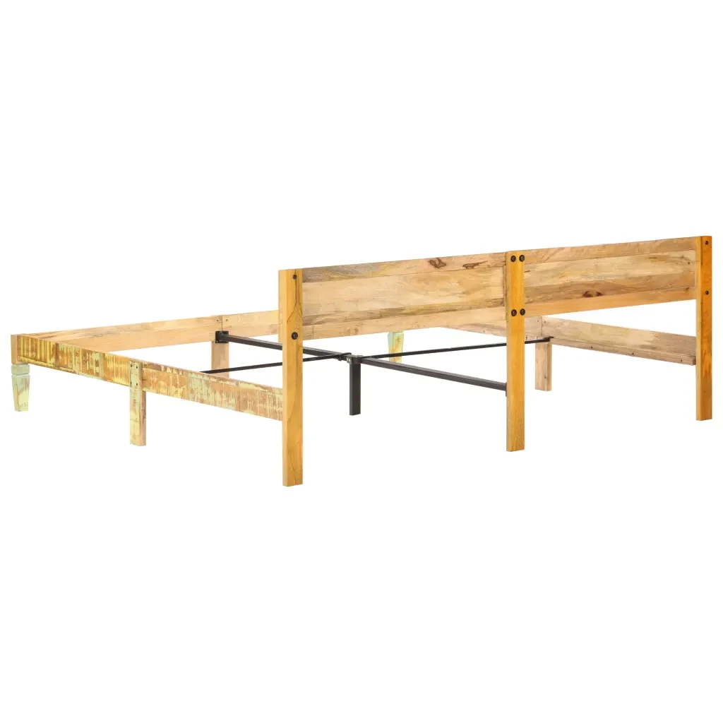 Letto matrimoniale | Letto per adulti | Giroletto in Legno Massello di Recupero 200x200 cm - Image 5