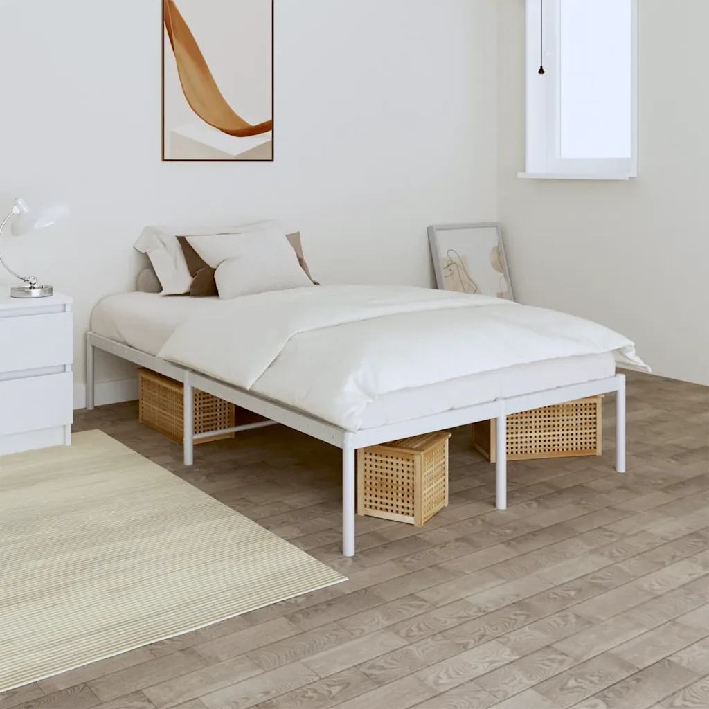 Letto matrimoniale | Letto per adulti | Giroletto in Metallo Bianco 120x190 cm - Image 2