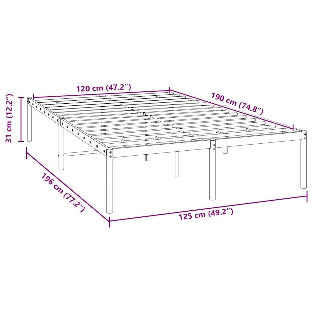 Letto matrimoniale | Letto per adulti | Giroletto in Metallo Bianco 120x190 cm - Image 8