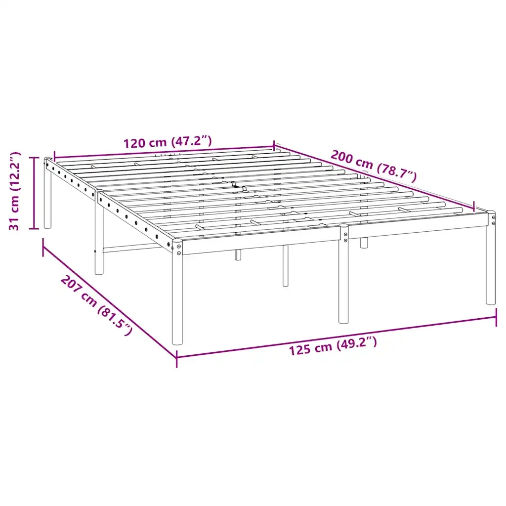 Letto matrimoniale | Letto per adulti | Giroletto in Metallo Bianco 120x200 cm - Image 8