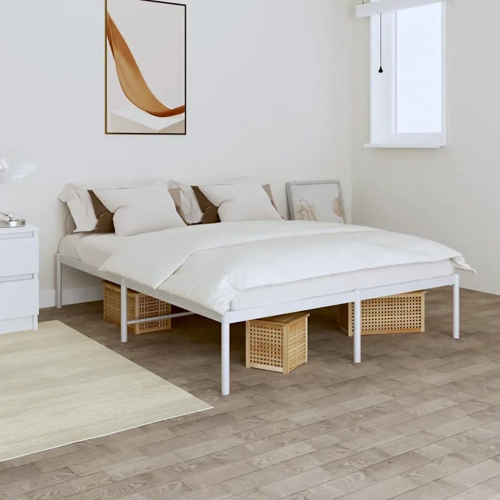 Letto matrimoniale | Letto per adulti | Giroletto in Metallo Bianco 140x190 cm - Image 2