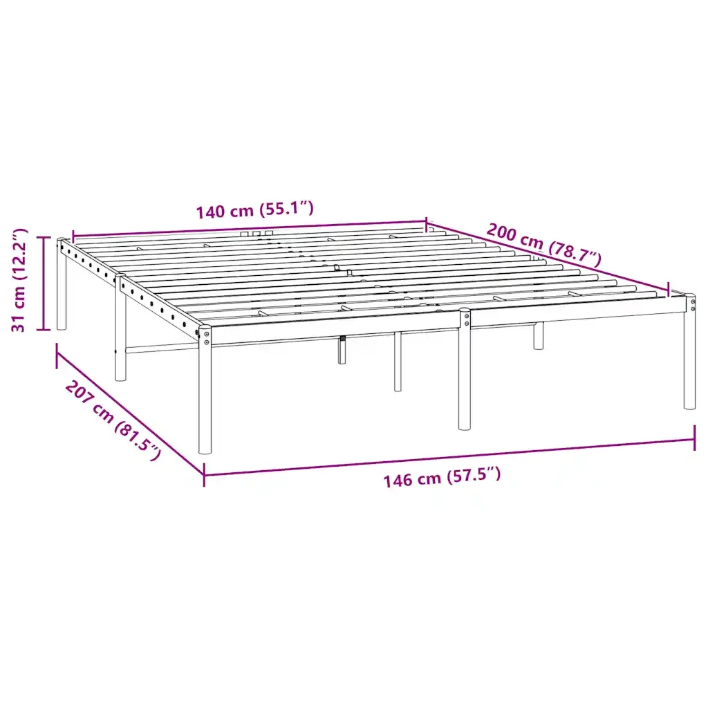 Letto matrimoniale | Letto per adulti | Giroletto in Metallo Bianco 140x200 cm - Image 8